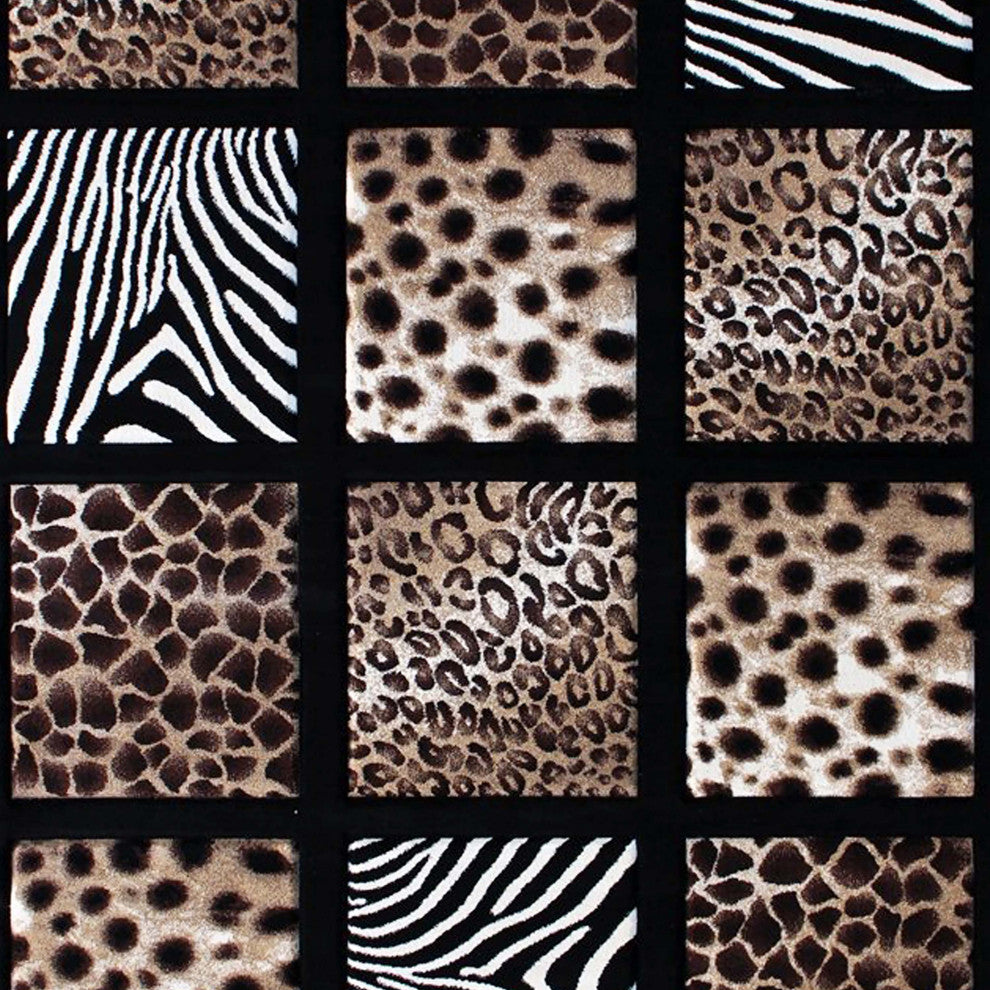 Angie Collection Rectangle 8' x 11' Animals Design Raised Squares Area Rug