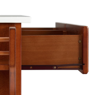 Full Size Granite Top Kitchen Cart, Cherry/White