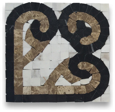 Marble Mosaic Border Decorative Tile Baroque White 4.7x4.7 Polished, 1 piece