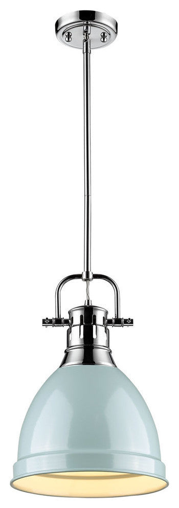 Duncan Mini Pendant With Rod, Chrome, Chrome And Seafoam