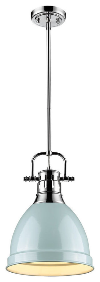 Duncan Mini Pendant With Rod, Chrome, Chrome And Seafoam