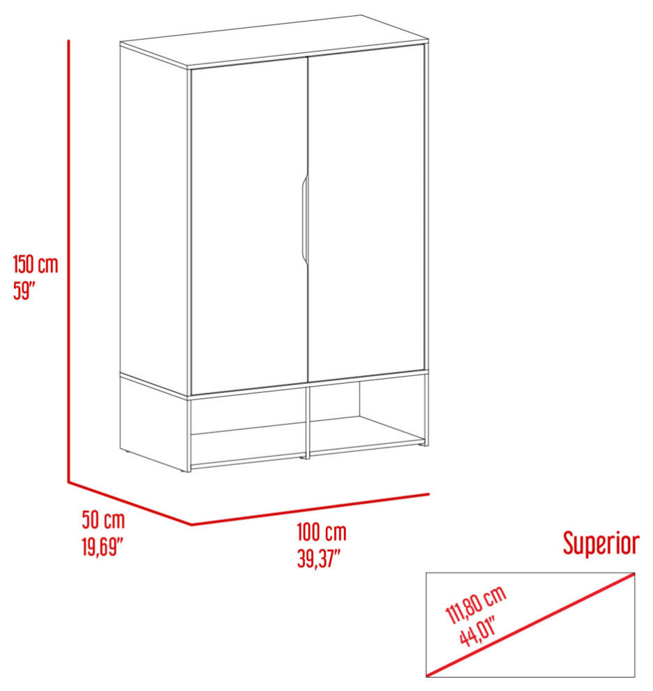 Rose Armoire, Light Oak-White