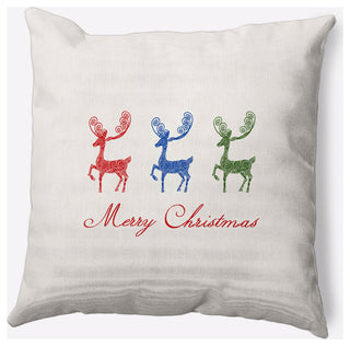 Merry Christmas Reindeer Decorative Throw Pillow, Multi-Bold, 26"x26"