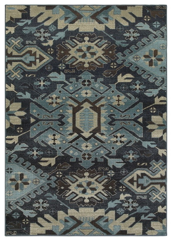 Oriental Weavers Linden Navy/ Blue Southwest/Lodge Indoor Area Rug 5'3"X7'6"