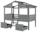 Twin Size Loft Bed With Two Drawers Windows And Roof Design Gray