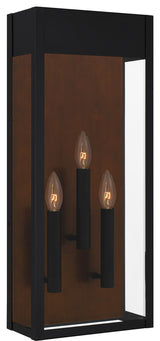 Quoizel MAE8410MBK 3-Light Outdoor Wall Mount, Maren