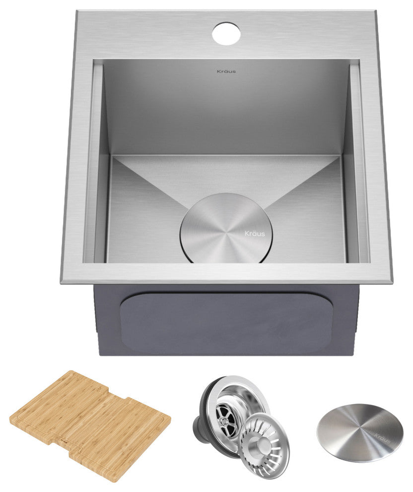 Kraus KWT321-15 Kore 15" Drop In Single Basin Stainless Steel Bar - Stainless