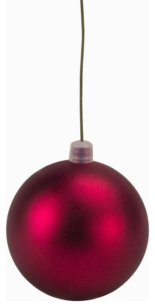 100Mm 4" Bugundy Matte Ball Ornament With Wire And Uv Coating