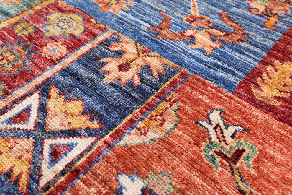 4' 2" X 6' 3" Handmade Super Kazak Wool Rug Q11263