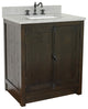 30" Single Vanity, Brown Ash, Gray Granite Top, Rectangle Sink