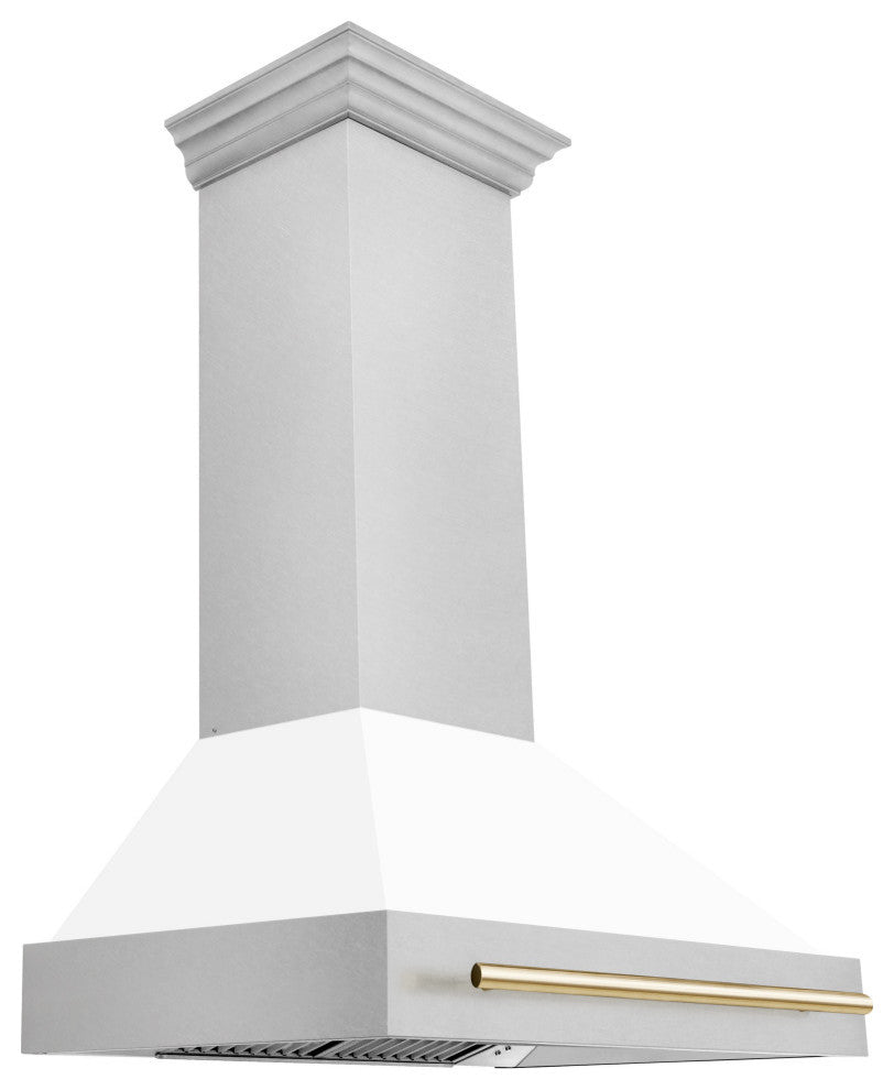 ZLINE 36 In. Wall Mount Hood, DuraSnow With White Matte Shell, 8654SNZ-WM36-G