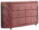 Benzara BM275662 Modern Side Dresser, 6 Drawers, Round Metal Knobs, Velvet, Pink