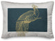 Gold Line Art Peacock 2 14x20 Spun Poly Pillow