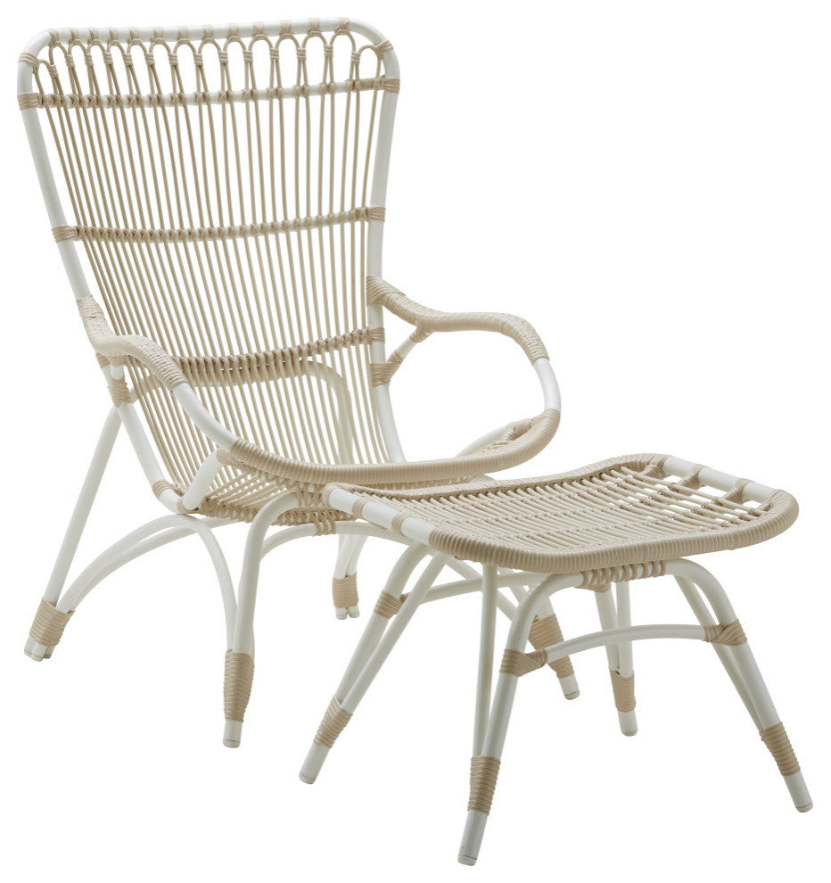 Monet Exterior Highback Lounge Chair and Footstool, Dove White