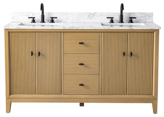 Vanity Art Bathroom Vanity with Engineered Marble Top and Sink, Walnut, 42", Matte Black