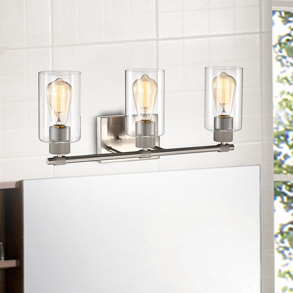 CHLOE Lighting Mercy Contemporary 3-Light Brushed Nickel Bath Vanity Fixture