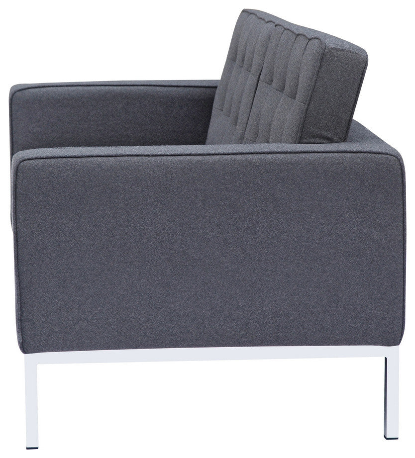 Modern Classics Button Loveseat in Wool, Gray