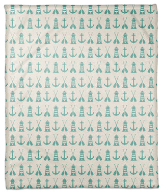 Nautical Icons Teal 50x60 Throw Blanket