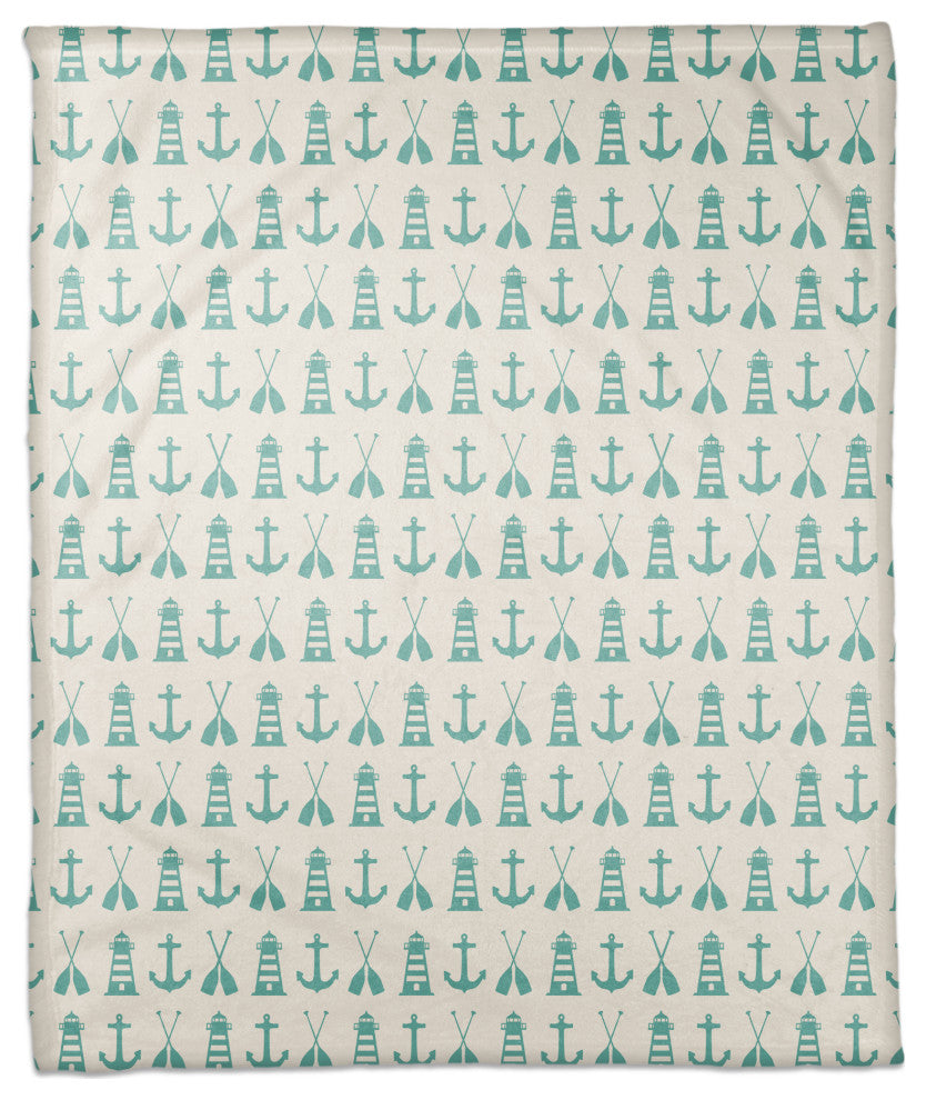 Nautical Icons Teal 50x60 Throw Blanket