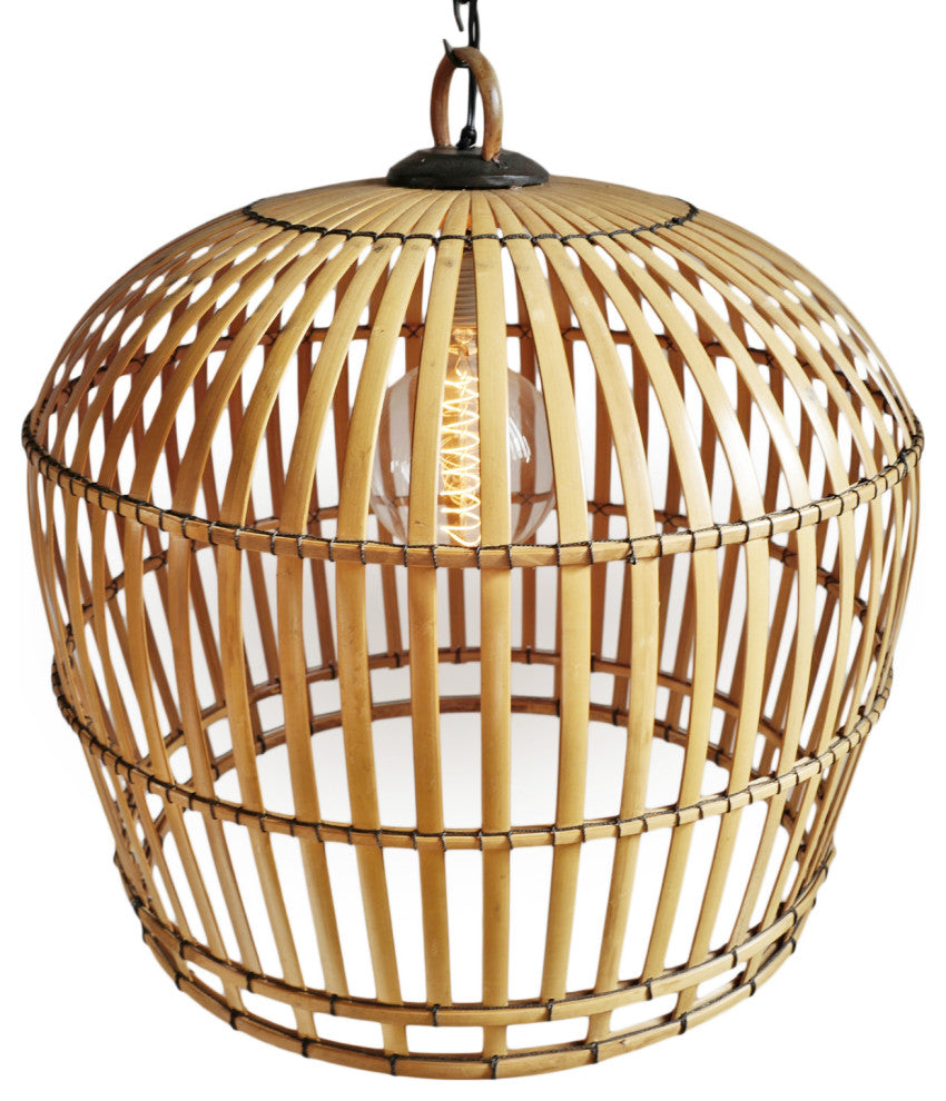 Bamboo Strip Cage Pendant Light