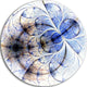 Symmetrical Gold Blue Fractal Flower, Floral Art Round Wall Art, 11"
