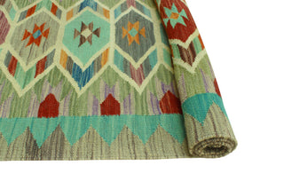 Sangat Kilim Barrah Light Green/Gray Runner, 2'9x9'7