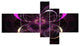 Fractal Purple Flower in Dark, Floral Canvas Art print, 60"x32", 5 panels