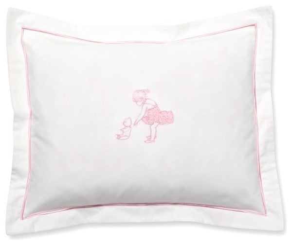 Baby Boudoir Pillow Cover, Ballerina and Teddy, pink