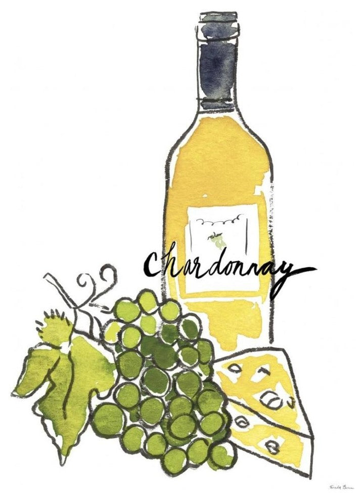 "Wine Time IV Chardonnay" Digital Paper Print by Farida Zaman, 22"x26"