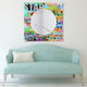 "Star" Square Beveled Wall Mirror on Free Floating Printed Tempered Art Glass