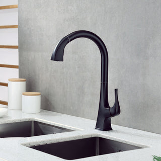 Luxier KTS20-T Single-Handle Pull-Down Sprayer Kitchen Faucet, Matte Black