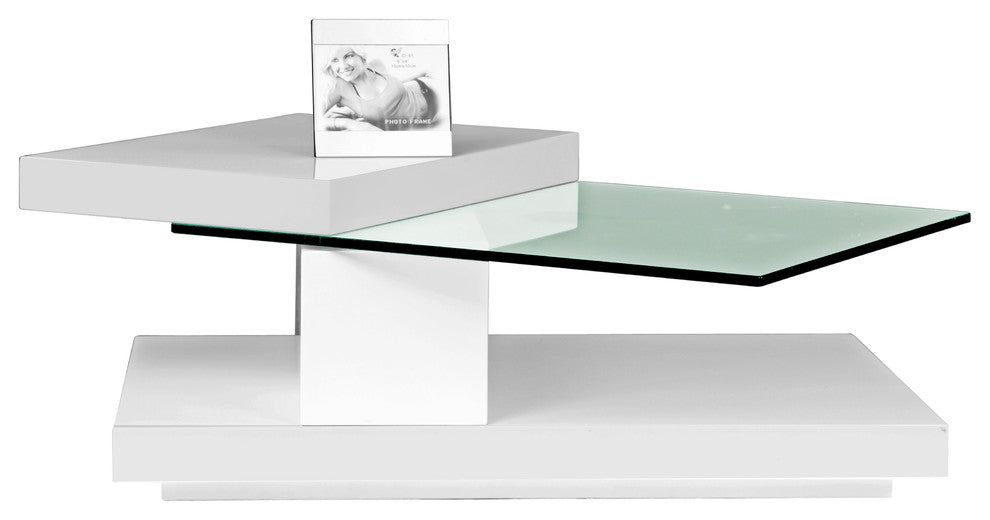 Hi-Gloss Coffee Table With Swivel Tops, White