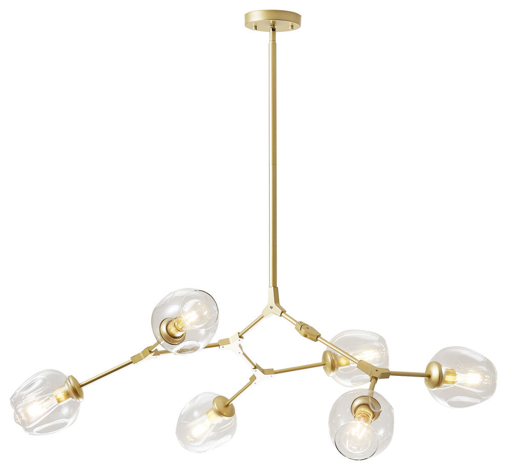 8-Light Adjustable Colorful Glass Shades Chandelier Pendant,Clear Glass Shades, Clear, 6light