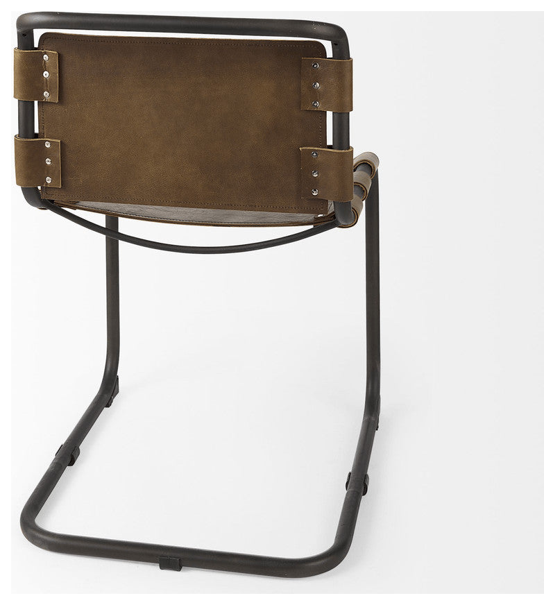 Brown And Black Leather Side chair