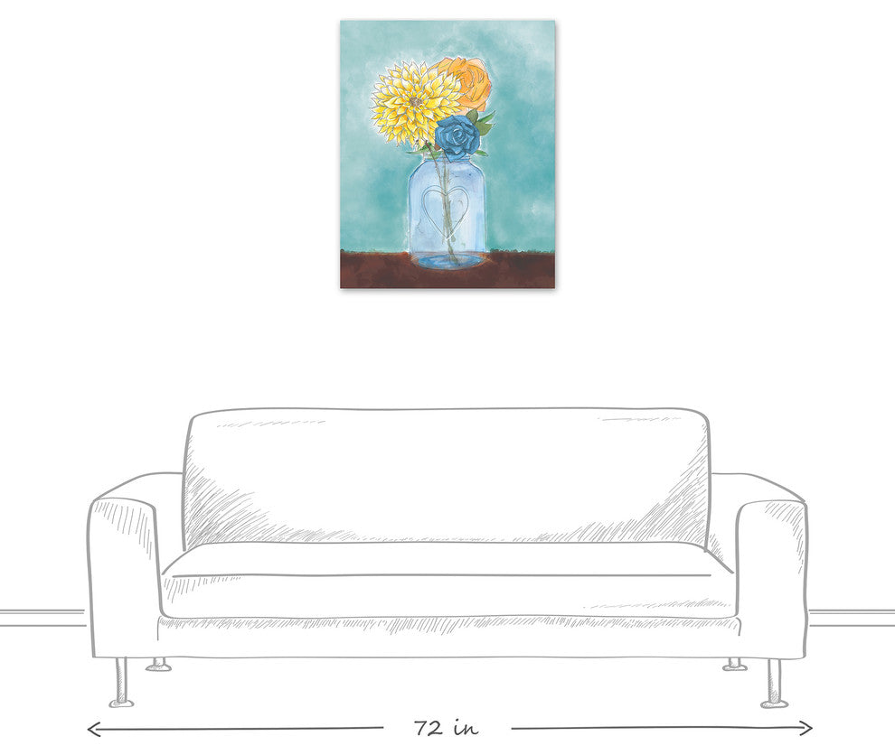 Vase of Summer Watercolor Flowers  24x30 Canvas Wall Art