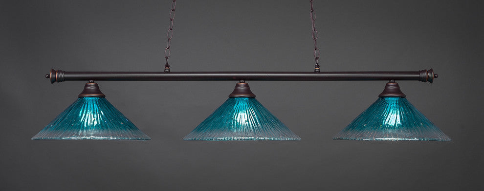 Oxford 3-Light Bar, Dark Granite/Teal Crystal