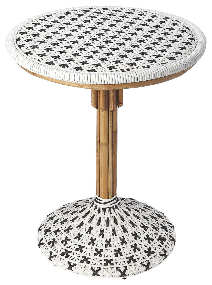 Butler Tenor White & Black Rattan Bistro Table
