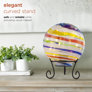 Alpine Colorful Gazing Globe With LED Lights, 10"Tall