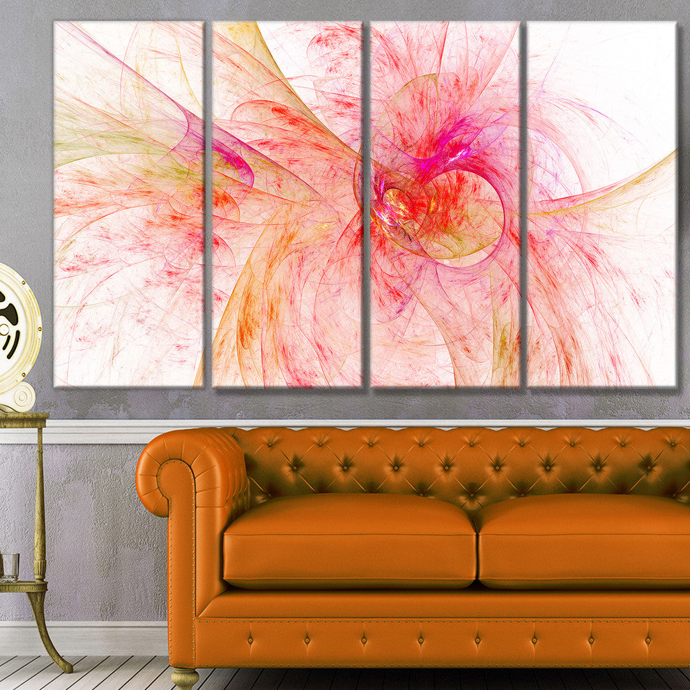 Pink Fractal Abstract Illustration, Abstract Canvas Art Print, 48"x28", 4 Panels