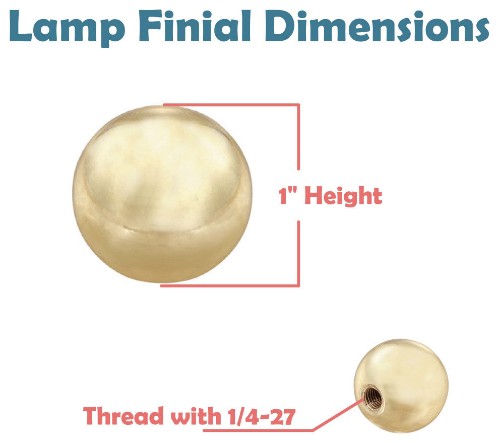 Aspen Creative 24029-12, Sphere Finial, Brass Plated Finish, 1"H, Set of 2