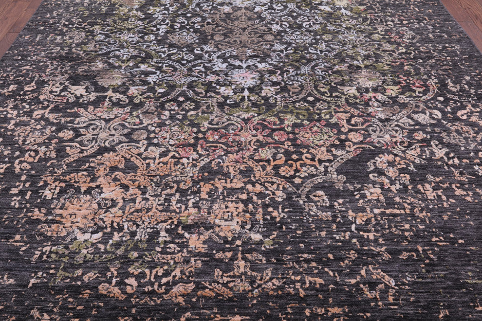 9' 0" X 12' 4" Wool and Silk Hand Knotted Modern Rug Q9243