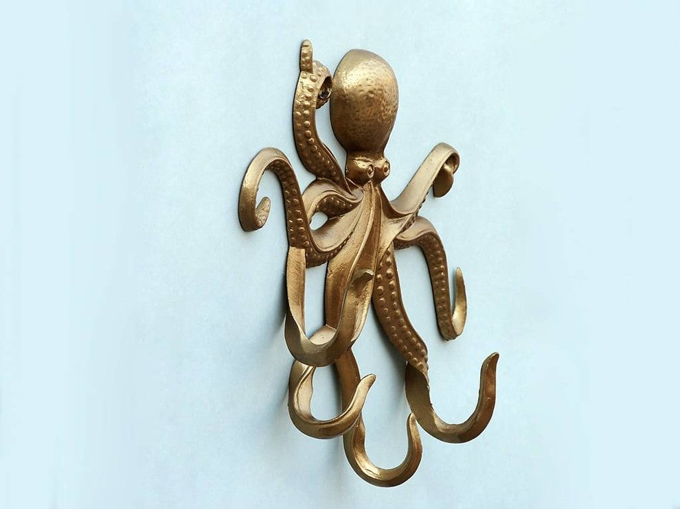Antique Brass Octopus Hook 11"