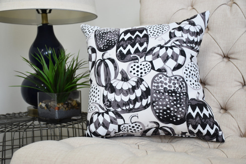 Pumpkins Galore 16" Cream Halloween Print Decorative Throw Pillow