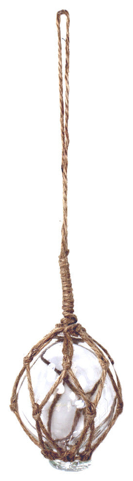 Clear Japanese Glass Fishing Fish Net Float Buoy Tied with Jute 2 Inch