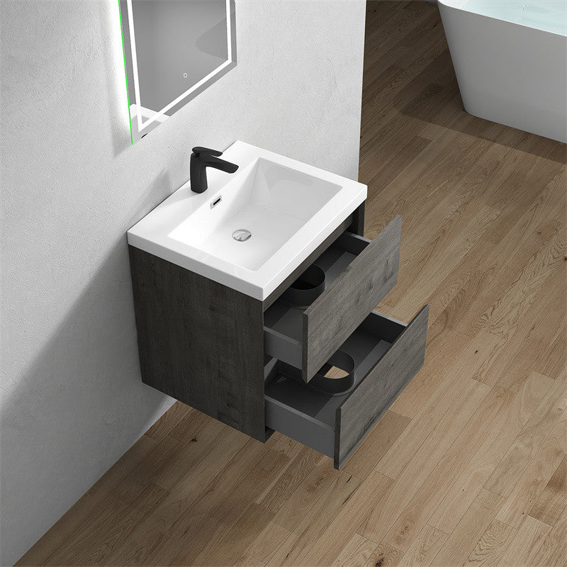 Ashley 24'' Floating Vanity, Acrylic Top, Smoke Oak