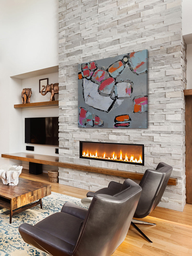 "Shapes in Flux" Painting Print on Wrapped Canvas, 24"x24"
