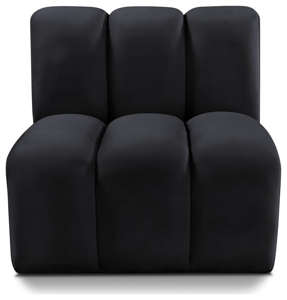 Arc Upholstered Modular Component, Black, 1-Piece: Straight Chair, Velvet