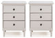 2 Pack 3 Drawer Solid Wood Nightstands - White