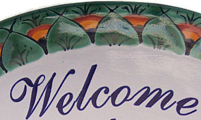 Peacock Talavera Ceramic House Plaque. Welcome my house is your house