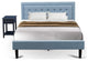2Pc Fannin Queen Bedroom Set, 1 Wood Bed Frame, End Table Denim Blue